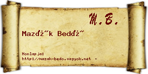 Mazák Bedő névjegykártya